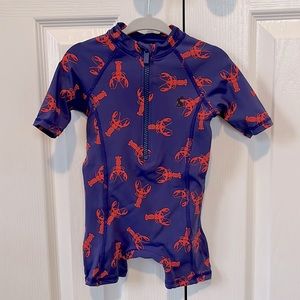 Joules Boys’ One Piece Swimsuit with Lobster Print